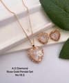 AD Diamond Designer Rose Gold Pendant Set 9 Wholesale Price In Surat
